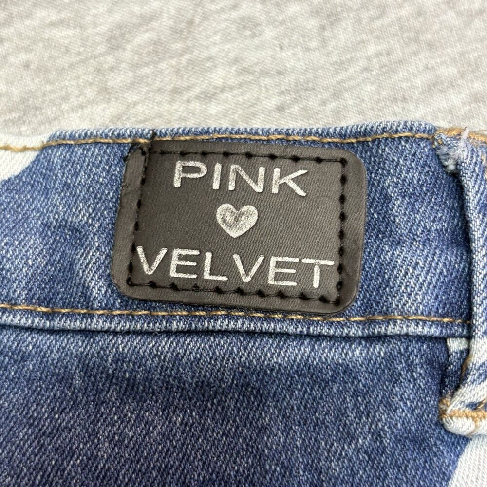 Pink Velvet Girl's Denim Jeans Size 7 with White Heart Imprint - Picture 4 of 12